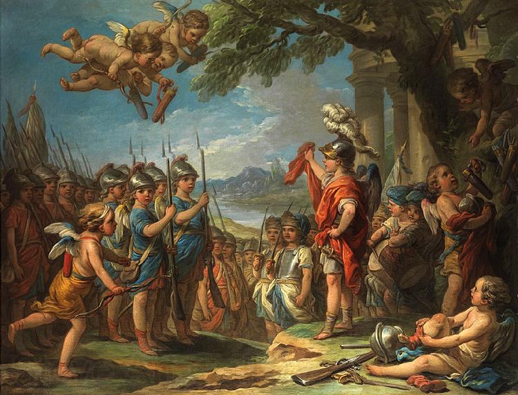 Charles Amedee Philippe Van Loo Der Liebesgott Amor lasst seine Truppen exerzieren France oil painting art